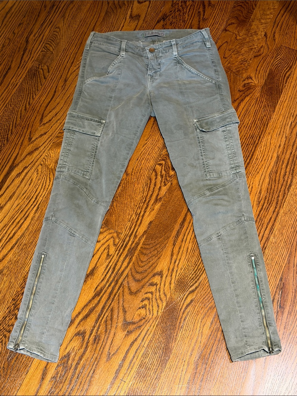 J Brand Olive Green Cargo Skinny Pants with Ankle Zippers